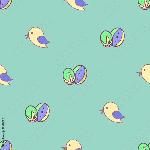 Bird Easter eggs seamless background