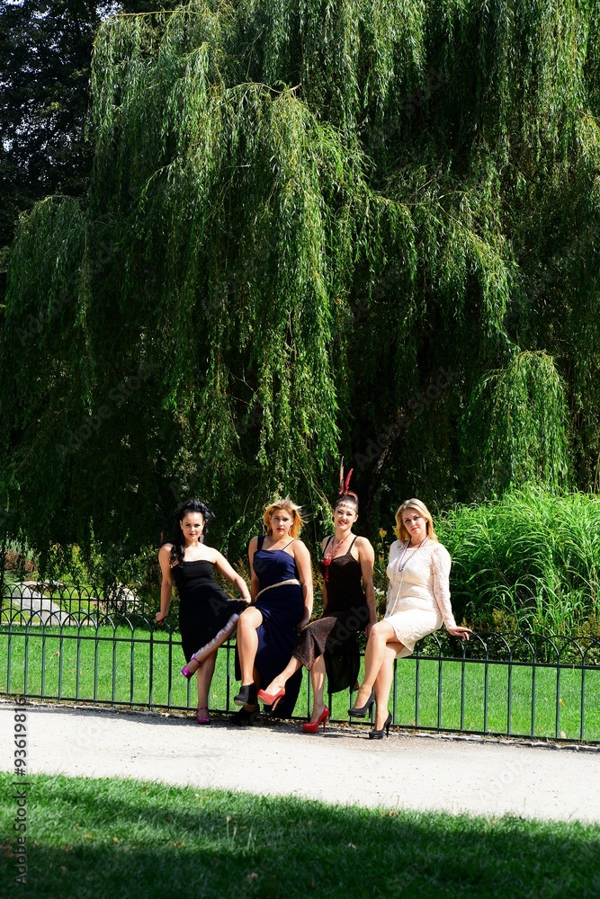 Obraz premium Girls in bernardinu garden in Vilnius town on August 23, 2015