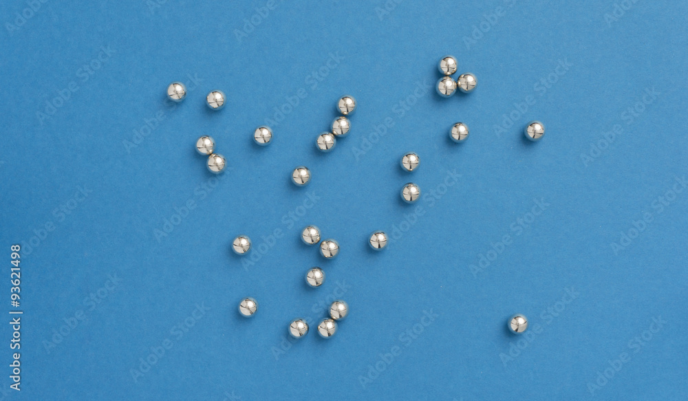 Steel balls on blue background Steel balls on blue background