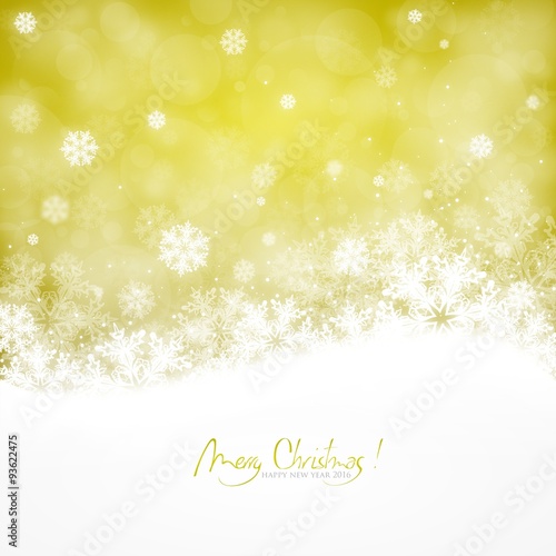 Merry Christmas and Happy New Year 2016 ! Gold version with snowflakes