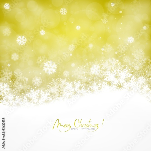 Merry Christmas and Happy New Year 2016   Gold version with snowflakes