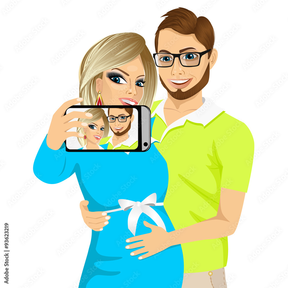 Husband Touching The Belly Of His Pregnant Wife Stock Vector Adobe Stock 