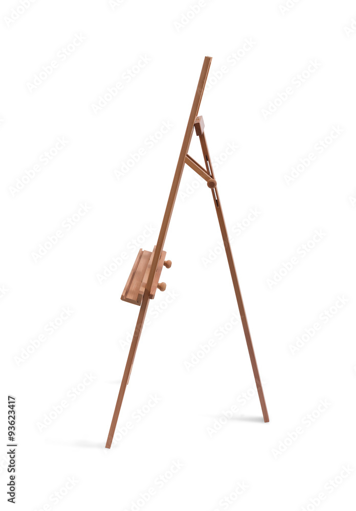 Wooden painter easel isolated on white