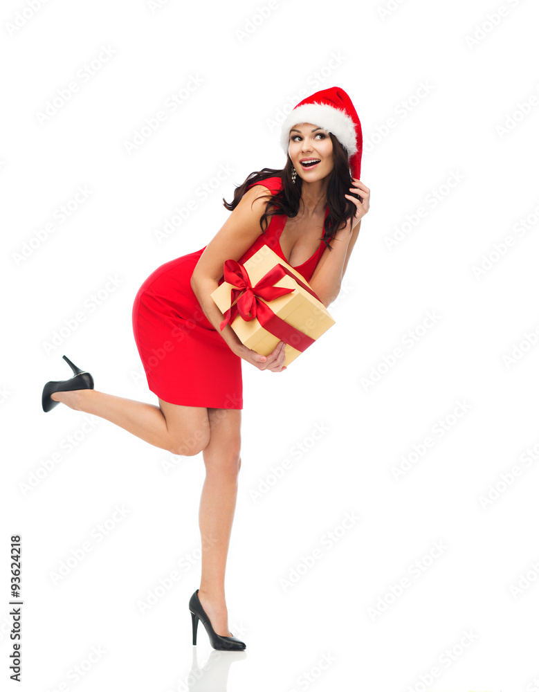 beautiful sexy woman in santa hat with gift box beautiful sexy woman in santa hat with gift box