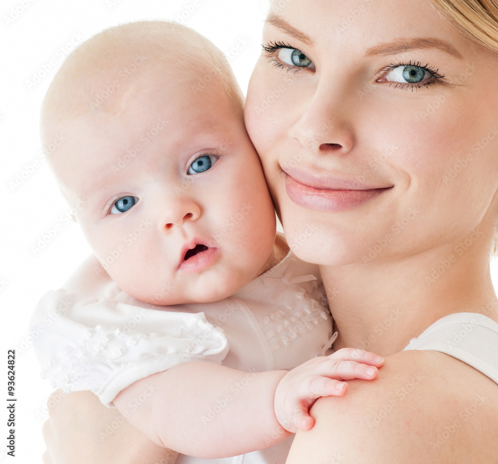 Young mother with a charming baby.Happy cheerful family. isolate Young mother with a charming baby.Happy cheerful family. isolate