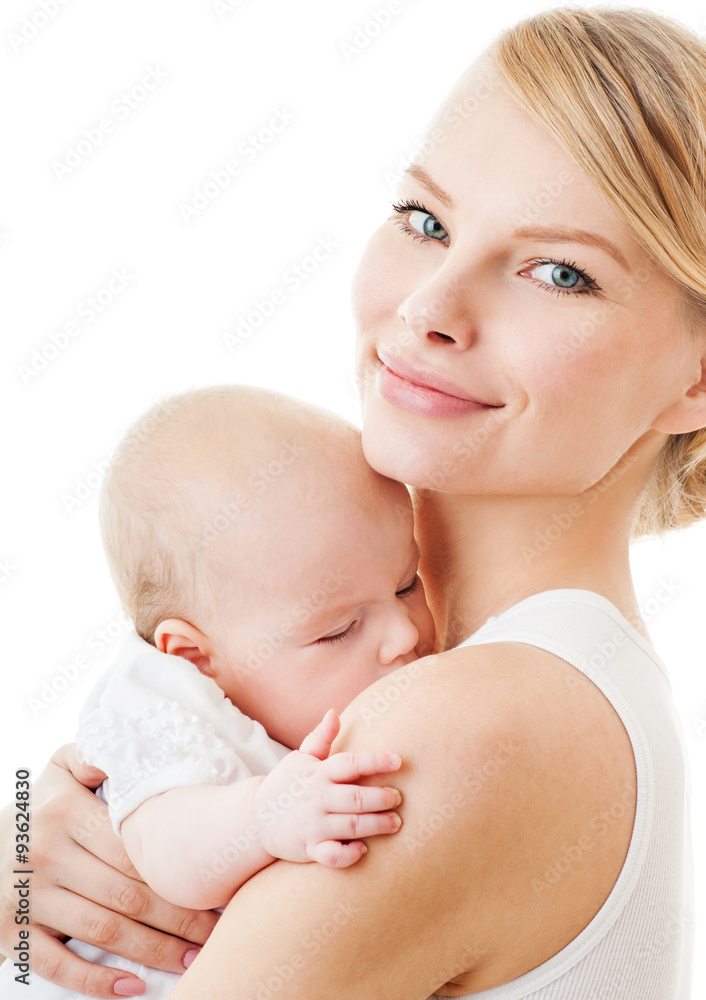 Young mother with a charming baby.Happy cheerful family. isolate Young mother with a charming baby.Happy cheerful family. isolate
