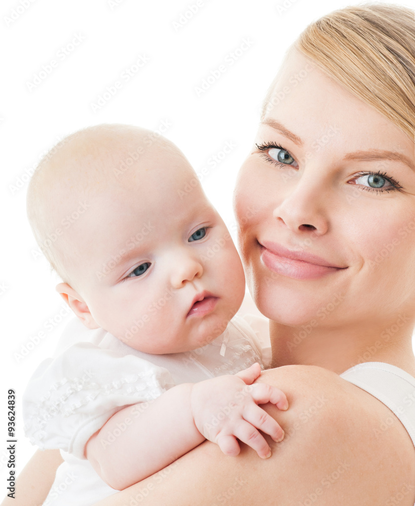 Young mother with a charming baby.Happy cheerful family. isolate Young mother with a charming baby.Happy cheerful family. isolate