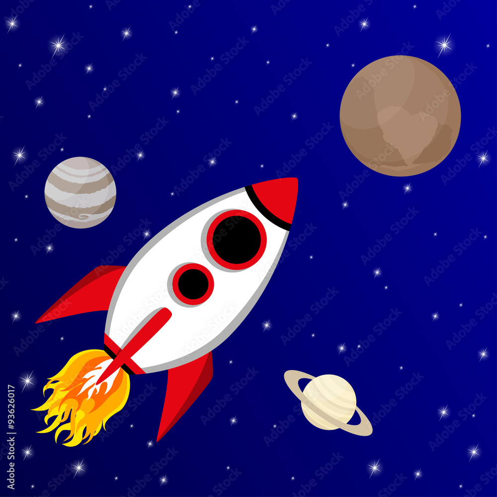 Cartoon rocket flying to Pluto
Cartoon rocket flying to Pluto