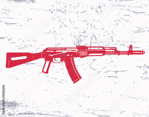 assault rifle, gun, on grunge background, vector illustration