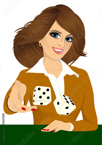 woman throwing the dice gambling playing craps