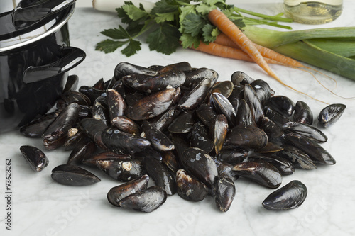 Fresh raw mussels photo