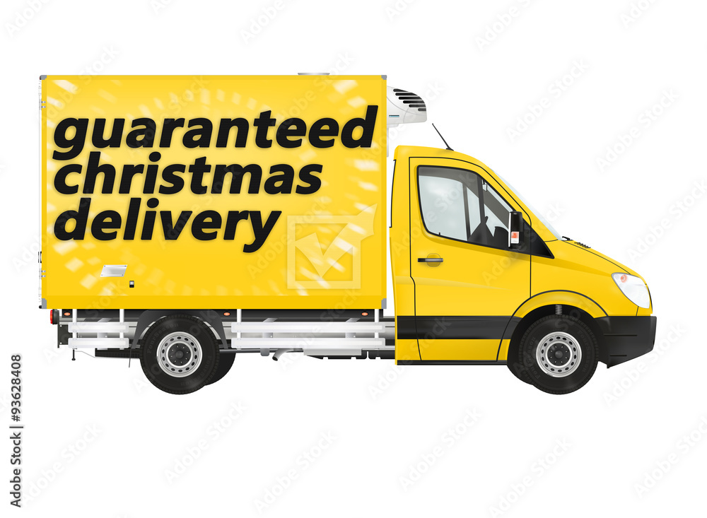 Christmas delivery. Van on the white background. Raster illustration. Christmas delivery. Van on the white background. Raster illustration.