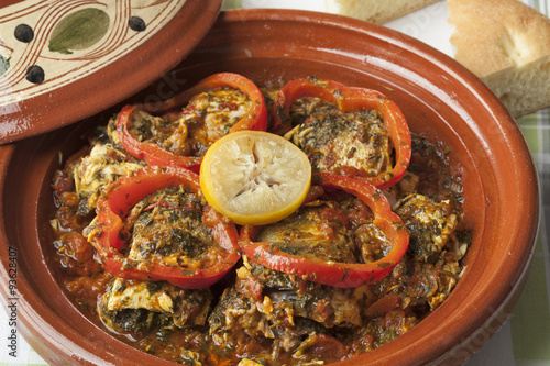 Картината върху платно Moroccan fish tagine with chermoula