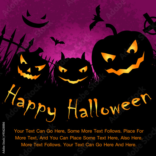 Happy Halloween Poster. Halloween card with a pumpkins. Vector illustration. All in a single layer. Elements for design.