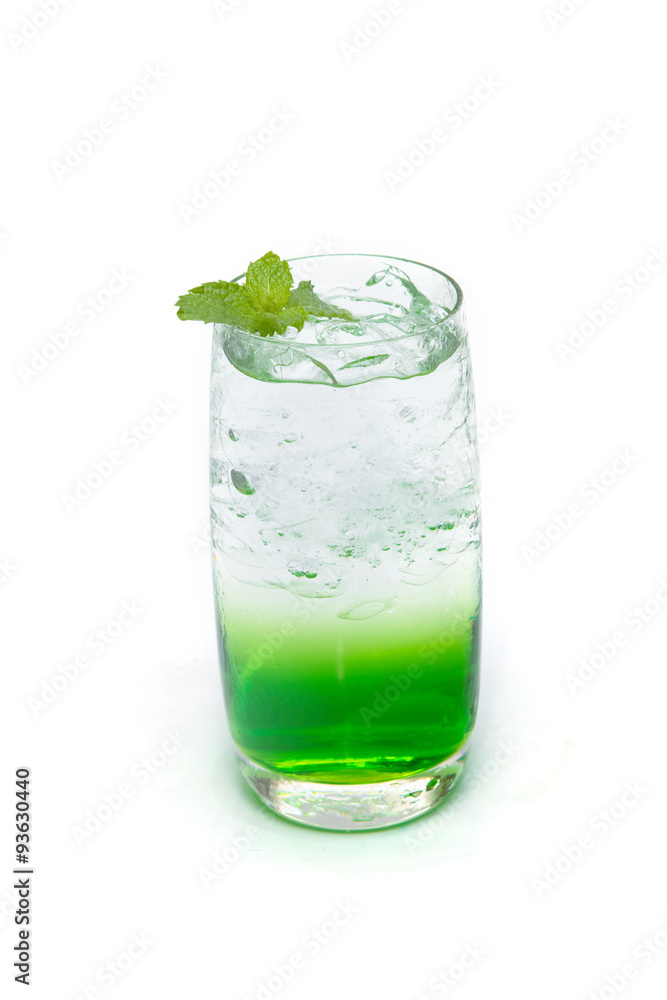 Italian Soda drink with mint isolate on white Italian Soda drink with mint isolate on white