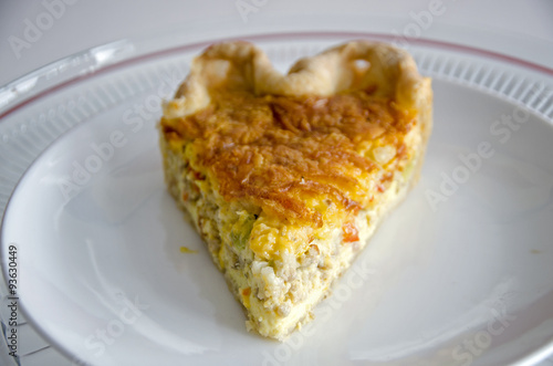 meat and vegetable quiche in a pie crust 
