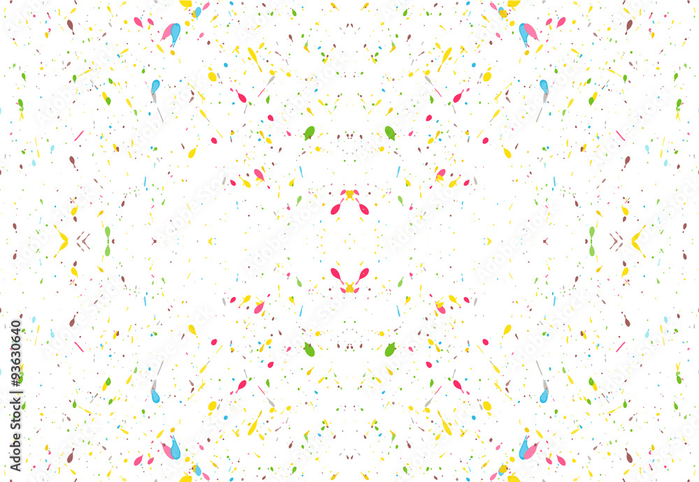 Randomly scattered colorful splashes on a white background. Vector.