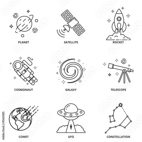 Space vector icons set