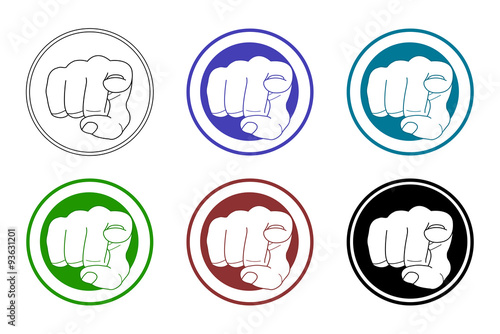 Pointing fingers icons set
