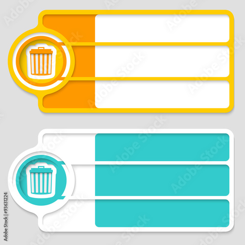 Colored boxes for your text and trashcan