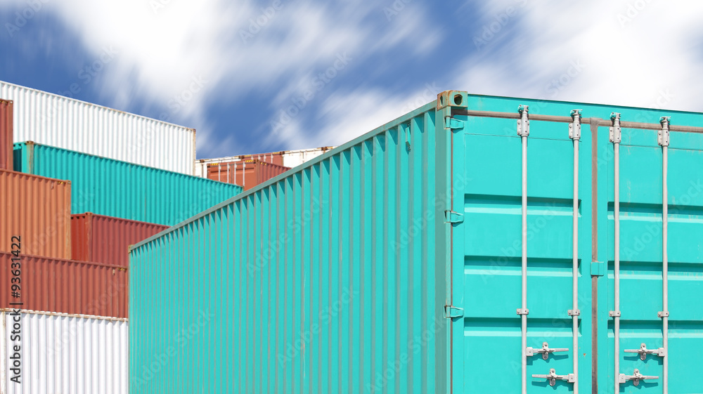 Colorful stack of container shipping at dockyard.. Colorful stack of container shipping at dockyard..