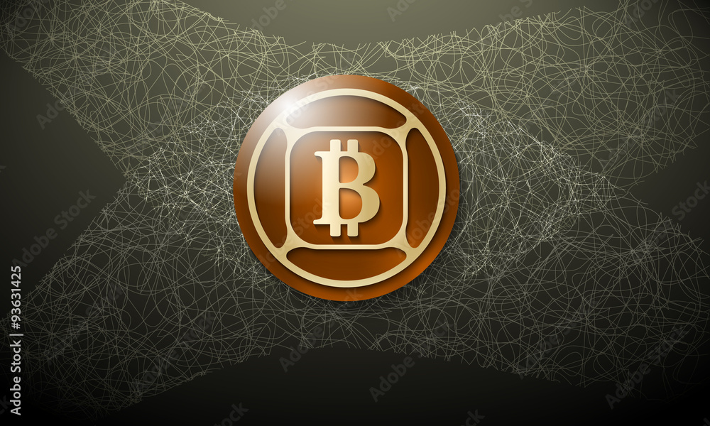 Brown background with abstract cobweb and bit coin symbol