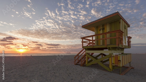 4K Time lapse wide angle Miami Beach rescue hut
