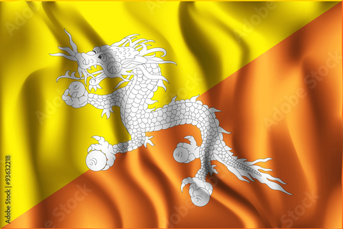 Bhutan Variant First Flag. Rectangular Shape Icon photo