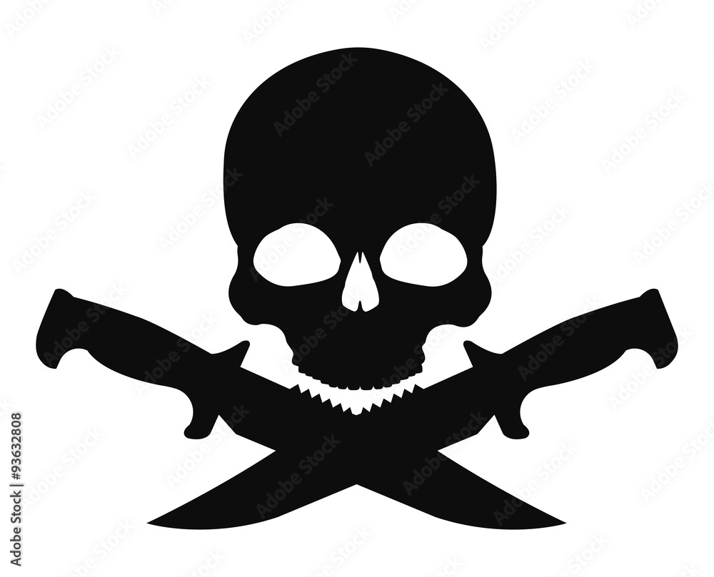 Skull and 2 crossed knifes black emblem Skull and 2 crossed knifes black emblem
