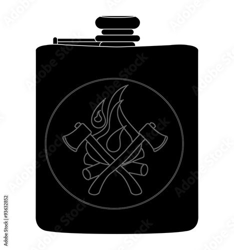 Drinking stainless steel flask. Black