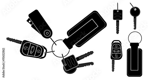Set of realistic keys. Black