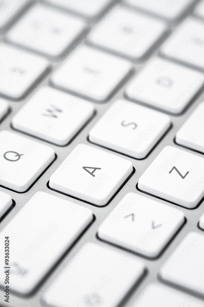 Close up of a Modern White, Gray Computer Keyboard Close up of a Modern White, Gray Computer Keyboard