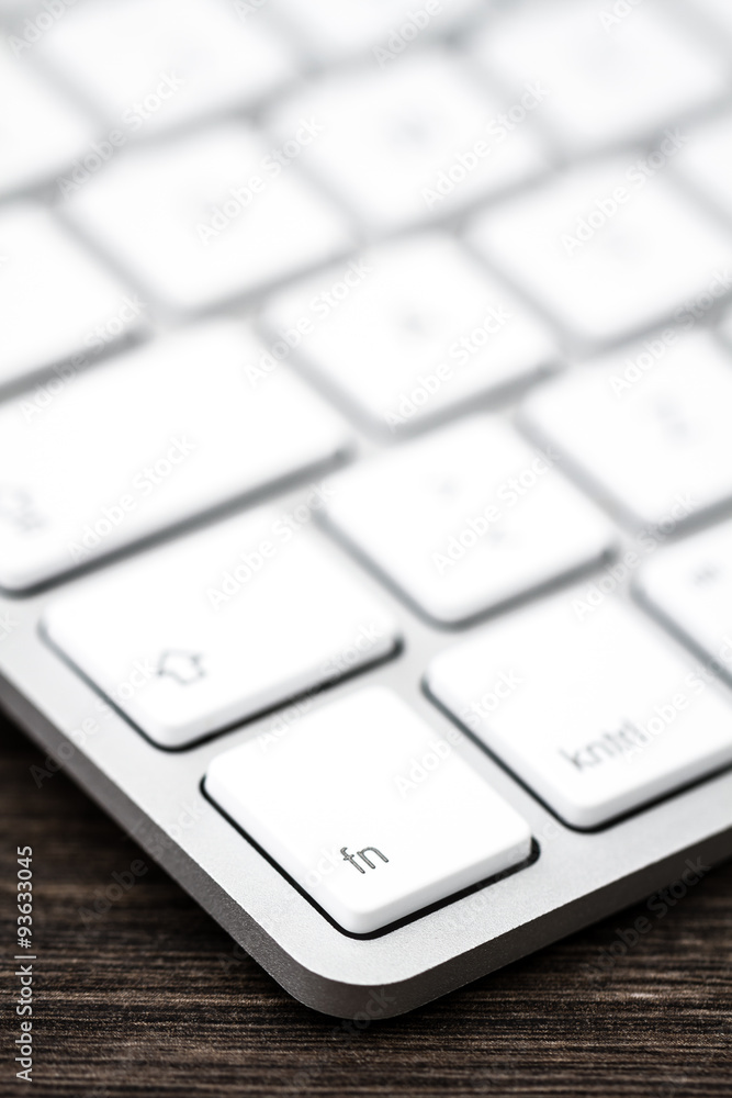 Close up of a Modern White, Gray Computer Keyboard