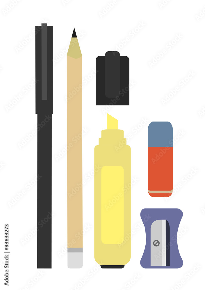 Stationery writing tools set. No outline Stationery writing tools set. No outline