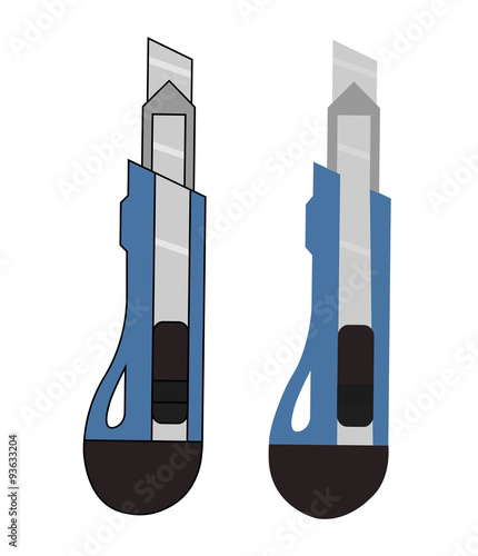 Stationery office knife. Blue color