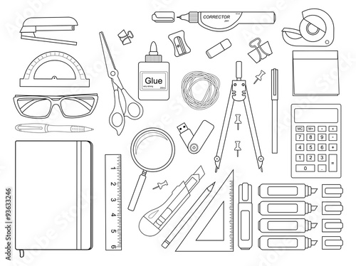 Stationery tools set. Contour