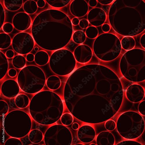 dark bubbles on red shining background with light reflection -  seamless background