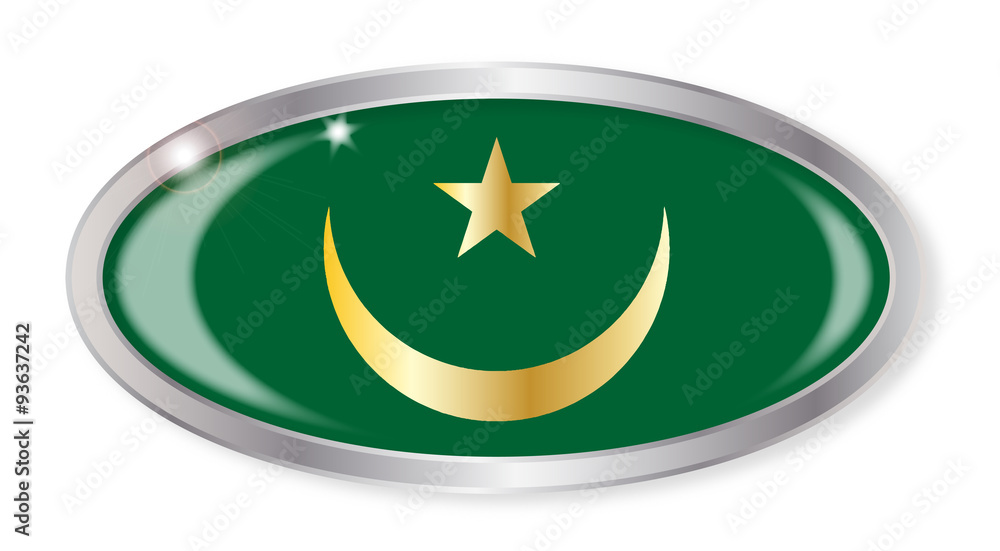 Mauritania Flag Oval Button Mauritania Flag Oval Button