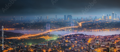 Photography View of Bosphorus bridge at night Istanbul