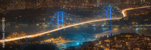 Photography View of Bosphorus bridge at night Istanbul