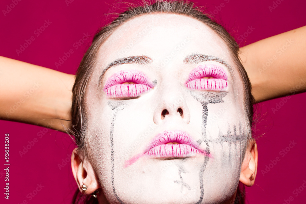 Fototapeta premium Halloween painted woman