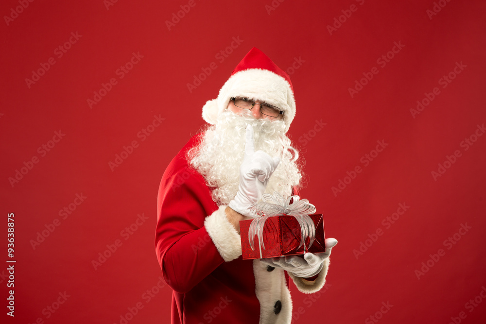 Portrait of happy Santa Claus with a huge sack Portrait of happy Santa Claus with a huge sack