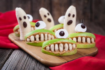 Funny halloween eadible monsters scary food healthy vegetarian