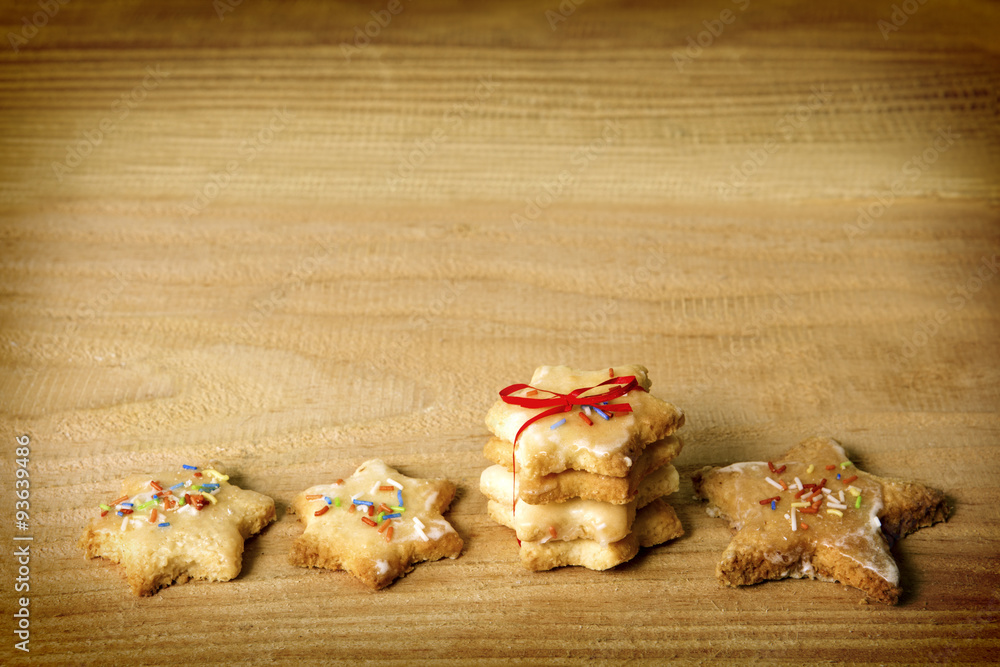 Christmas  cookies  isolated on wood backgreound.