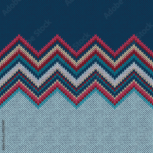 Seamless knitting Christmas pattern with wave ornament