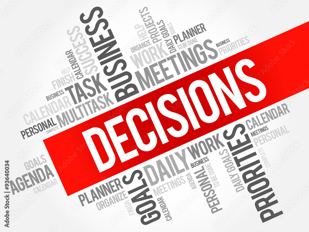 Decisions word cloud business concept