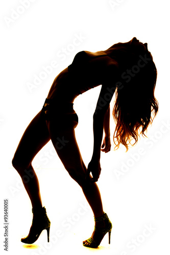 silhouette woman in bikini stand lean back