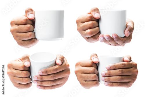 Hand hold on coffee cup