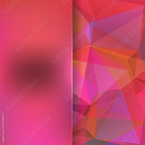 abstract background consisting of pink, orange triangles and matt glass