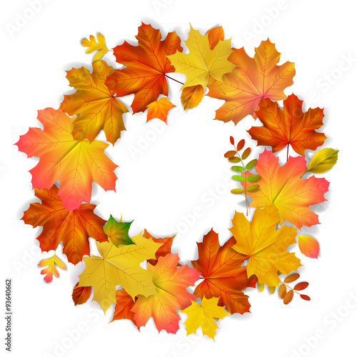 Isolated wreath of autumn leaves, vector illustration